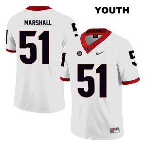 Youth Georgia Bulldogs NCAA #51 David Marshall Nike Stitched White Legend Authentic College Football Jersey WZK1654HO